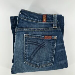 7 For All Mankind Jeans Womens 25 Blue Whiskered Denim USA Made Bootcut 5-Pocket